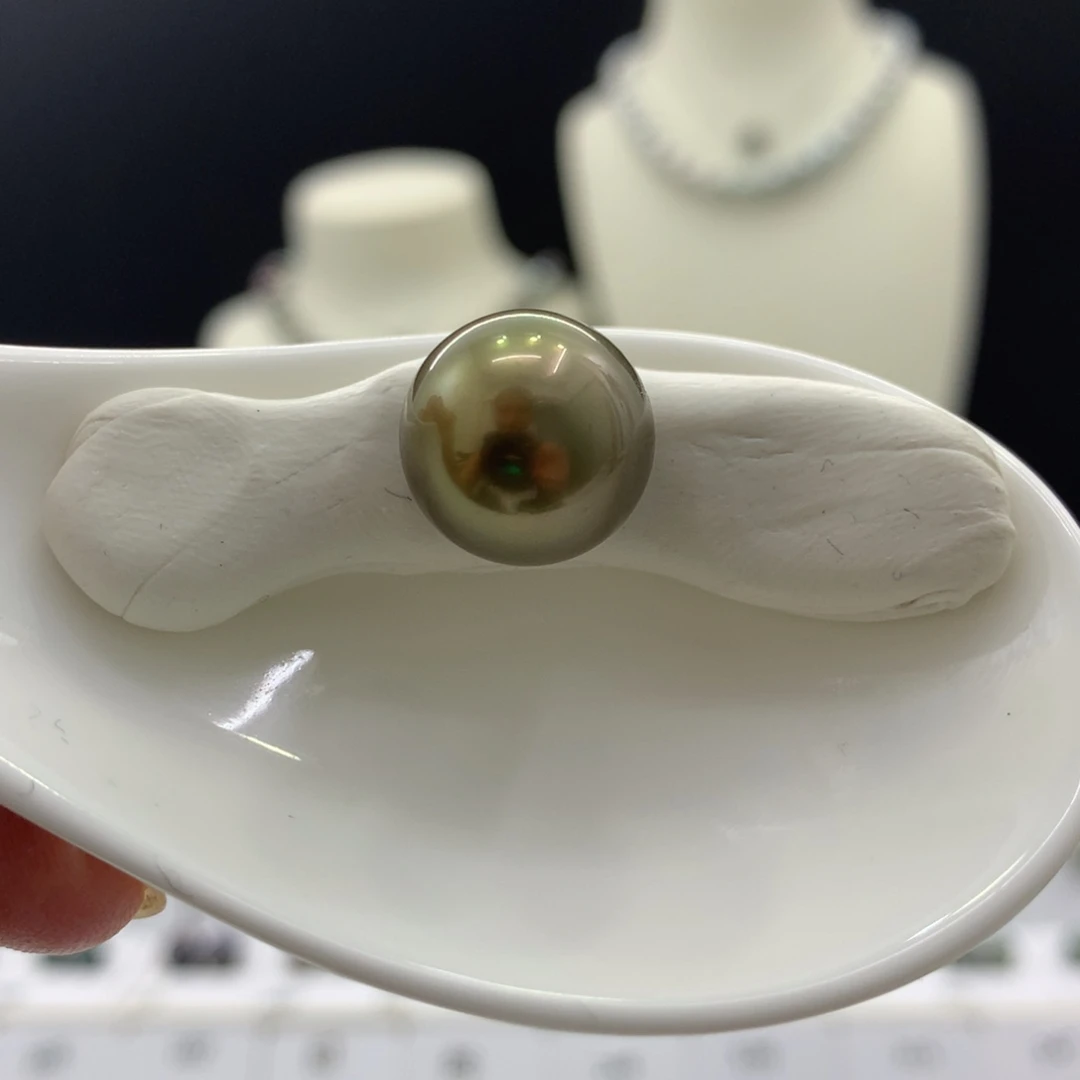 未镶嵌裸珠定制海水珍珠咖啡金13.8mm