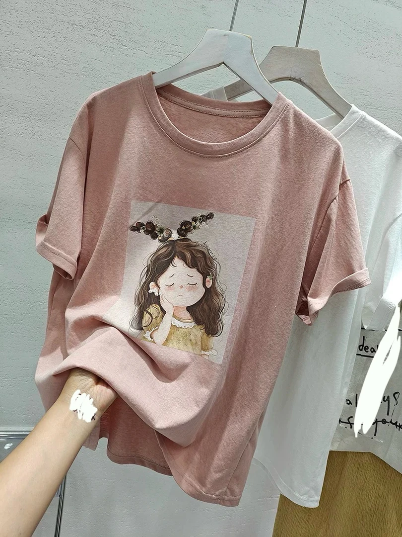 欧货小女孩卡通印花宽松T恤2637