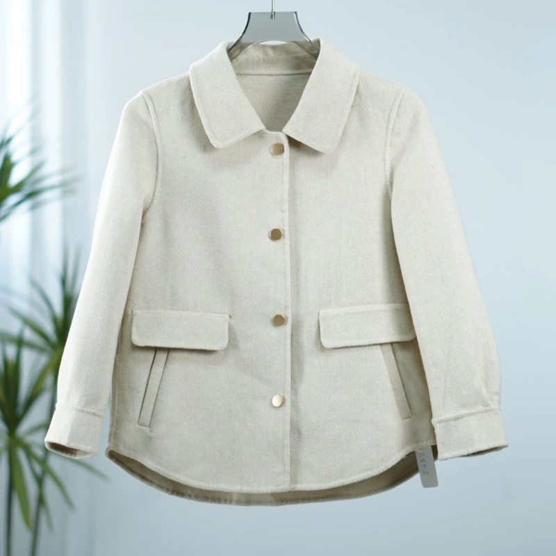 马系列   O-591  女装时尚撤柜秋冬呢外套杏色