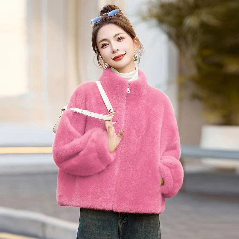 新品拉链时装周网红同款毛毛外套