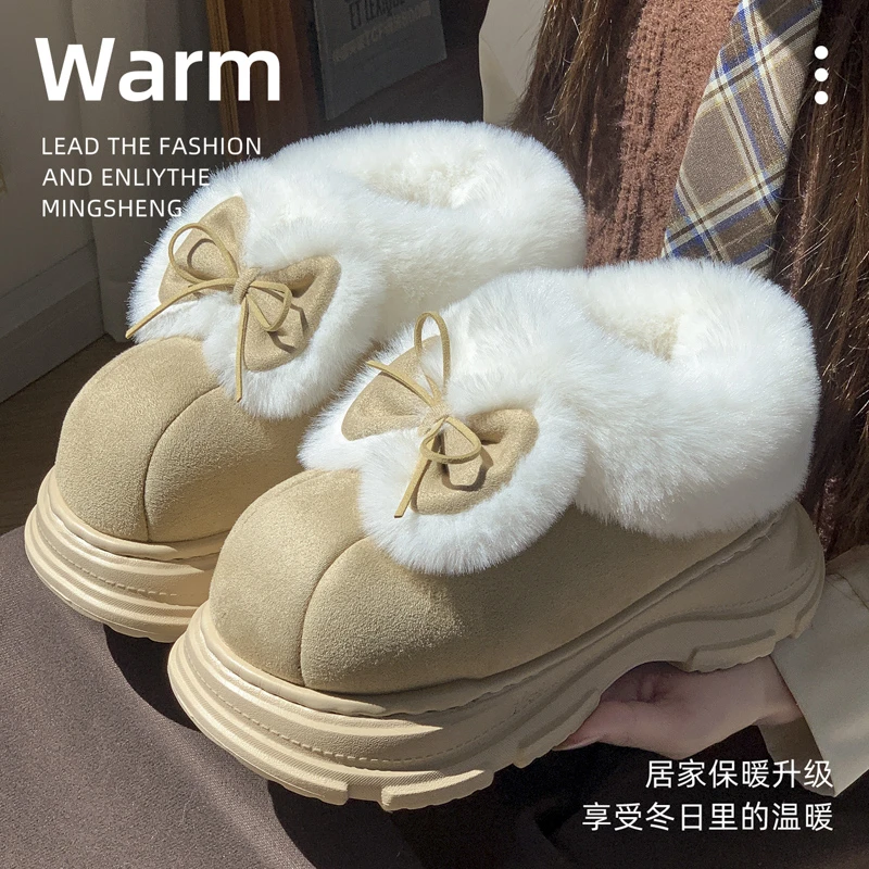 秋冬新爆款雪地靴女款外穿踩屎感简约高级厚底保暖时尚防滑棉鞋
