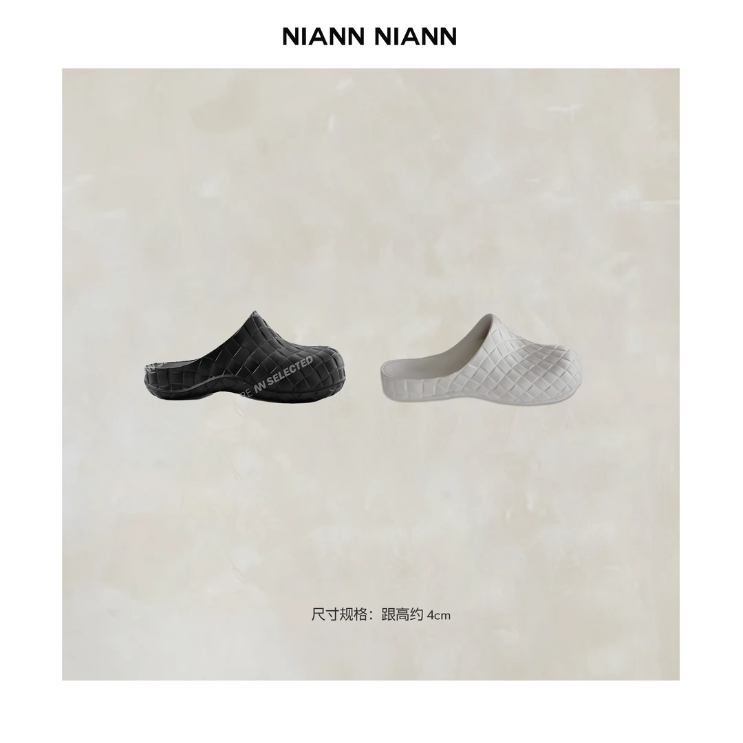 NiannNiann 经典鞋履厚底包头男女同款编织花园橡胶半拖鞋 13225
