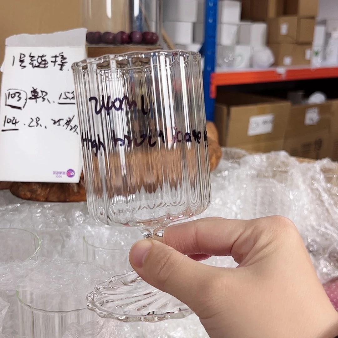 8只竖纹果汁杯高硼硅