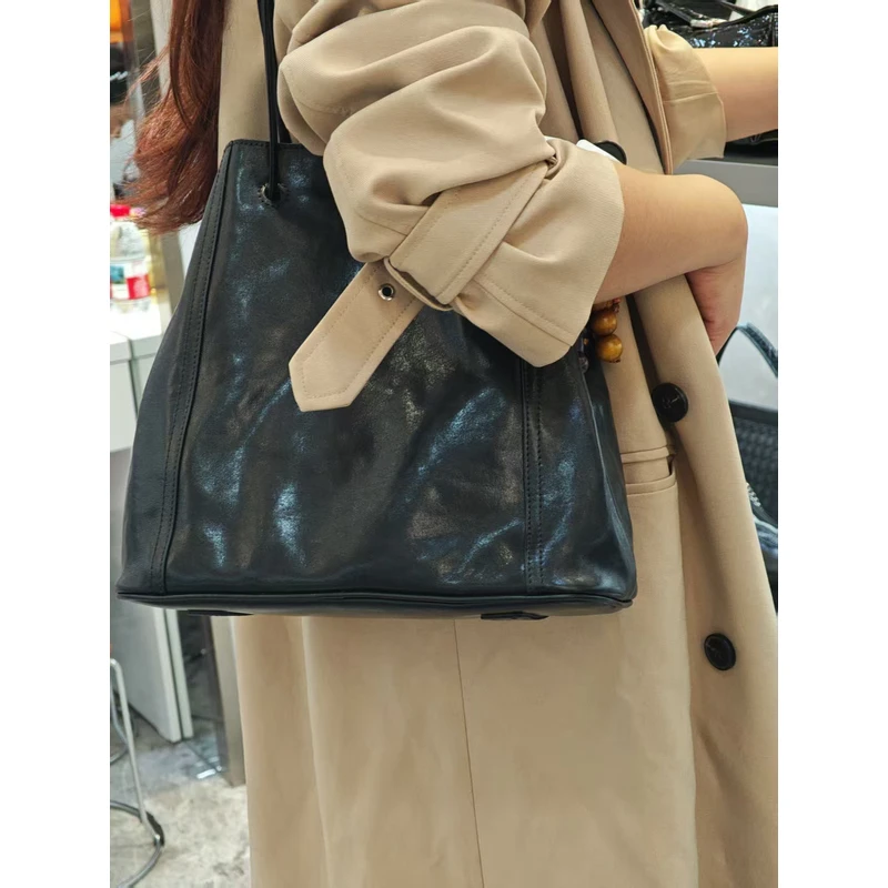 YUSHA/高档黑色小裘水晶植鞣胎牛皮单肩包-经典款-22-02