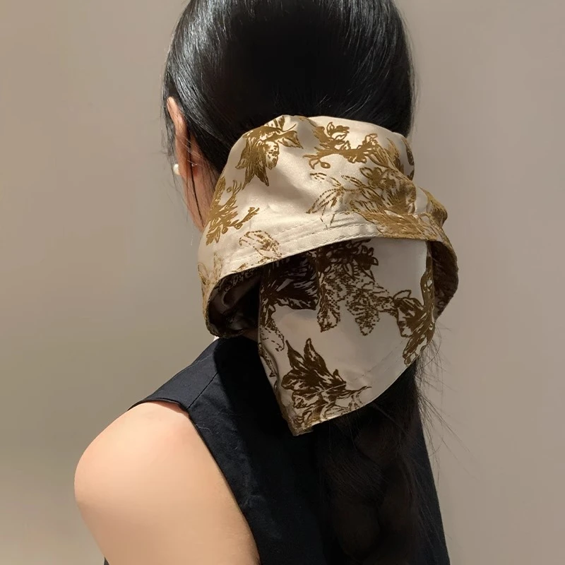 浮生若梦~法式碎花高级感大肠发圈女 慵懒风超大复古头绳方形头饰