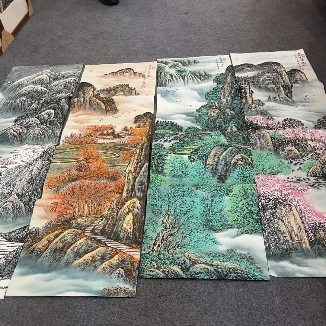 国画LT精品国画作品四条屏