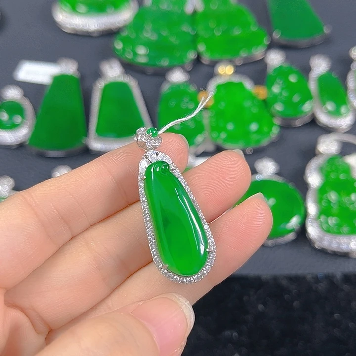 翡翠银S925镶嵌吊坠(不含链)