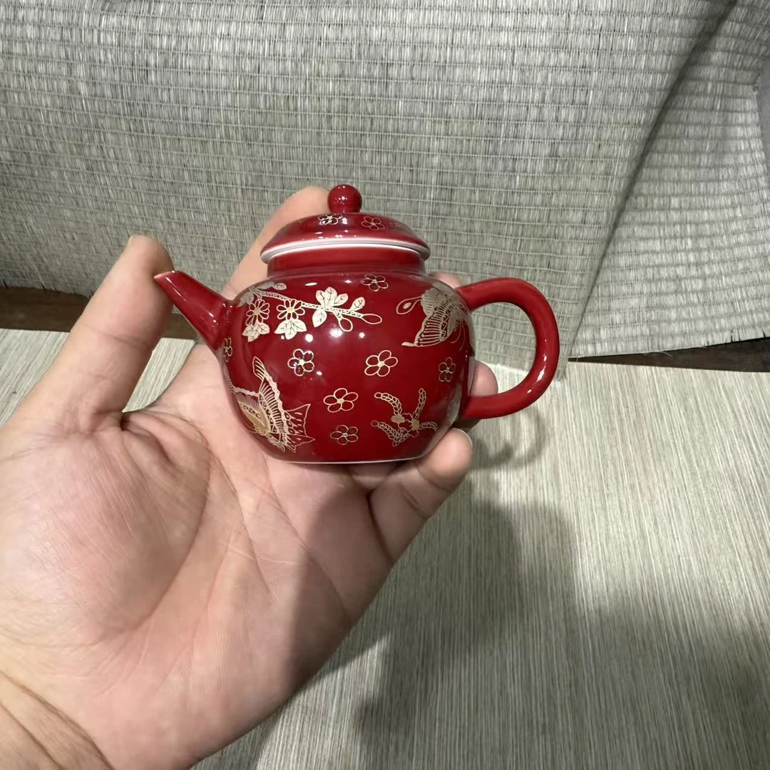 【中国邮政专属链接】中式复古红釉陶瓷茶壶6221