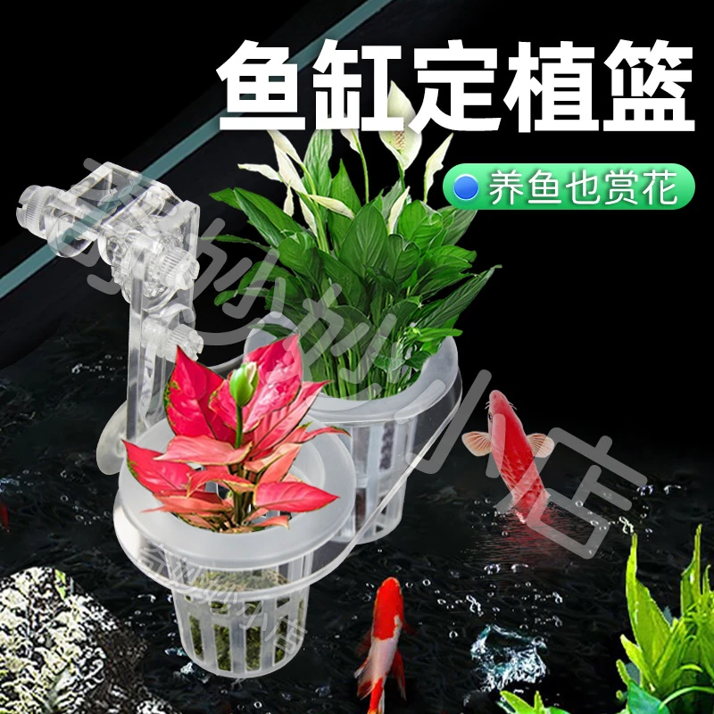 【田园漫步】双杯定植篮可调节植物种植杯鱼缸水培红薯造景壁挂式
