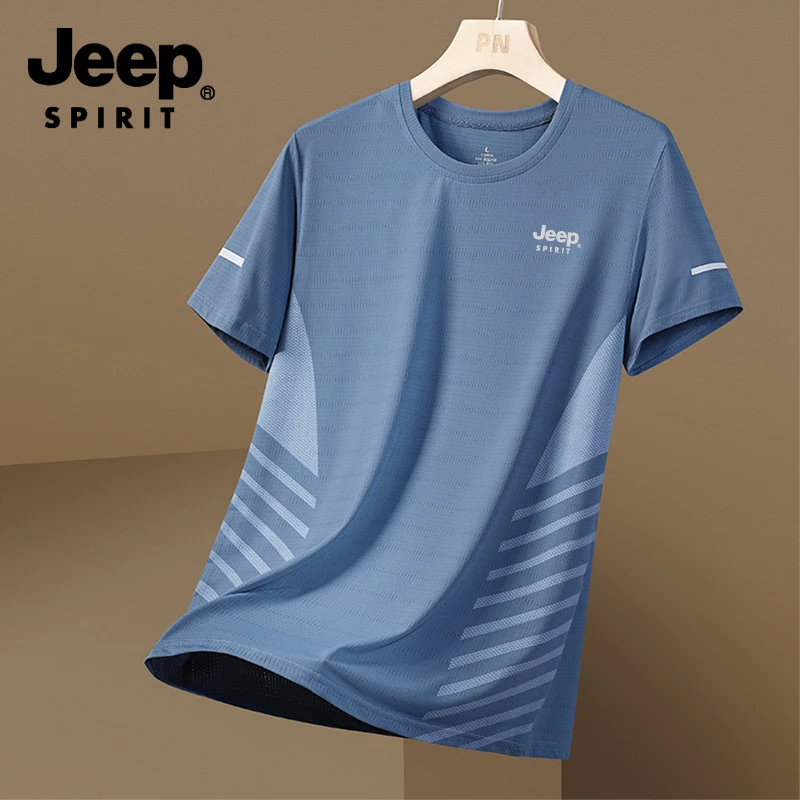 JEEP吉普运动短袖t恤薄款夏季T恤透气休闲男士爸爸冰丝半袖速干