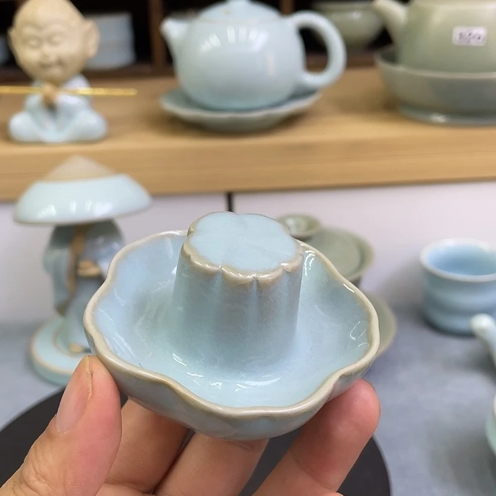 陶瓷杯子微瑕天青梅花盖置