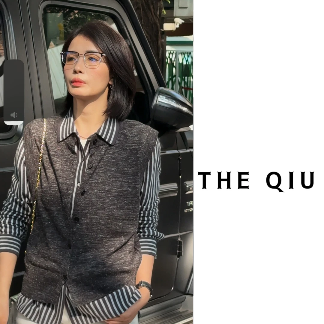 THE QIU【春晖】25早春新款亚麻气质圆领马甲开衫