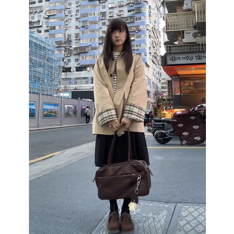 卡其色短款风衣外套女2025年春季新款今年流行巴恩风韩系气质大衣