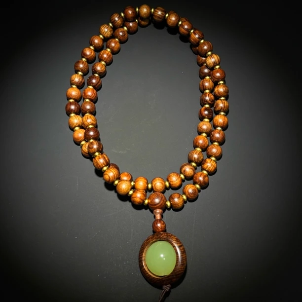 黄花梨圆珠多宝毛衣链/古93842