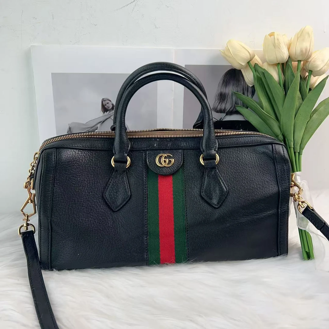 95新 GUCCI/古驰 古驰 黑色长条波士顿c1913