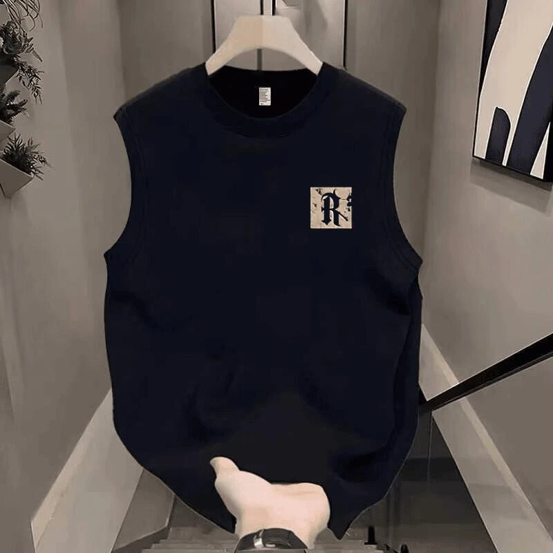 国潮牌无袖背心男2025夏季美式高街重磅痞帅宽松休闲百搭坎肩体恤