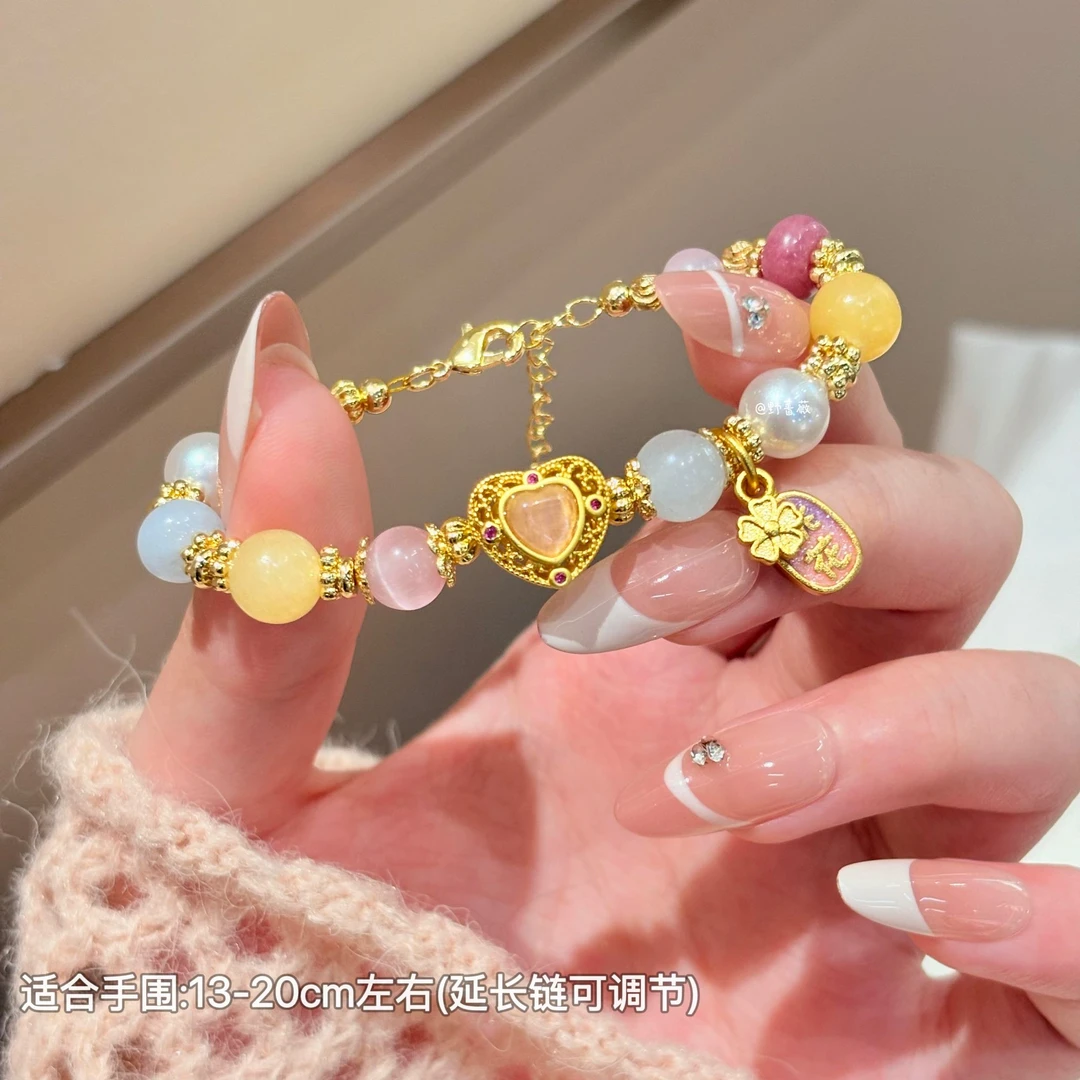 铜合金石英石手链 【多宝糖心】原创ins小众设计手链百搭可调节手链