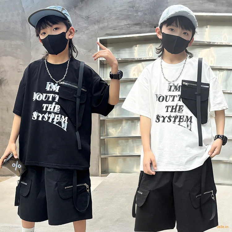 男童夏款时尚帅气洋气潮流中大童两件套（1122）