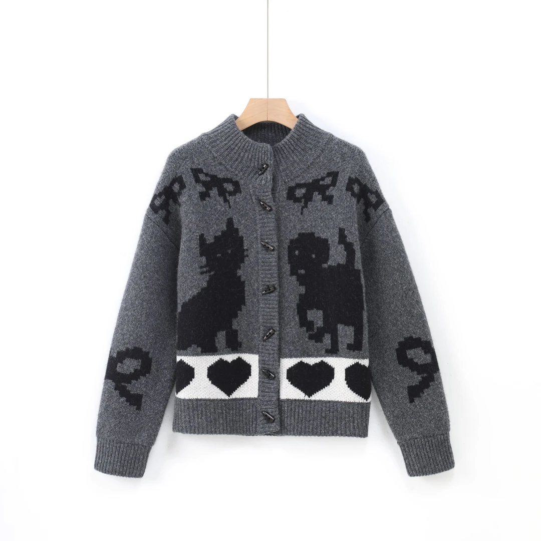 RainbowRose女装 重工复古刺绣全羊毛厚外套开衫