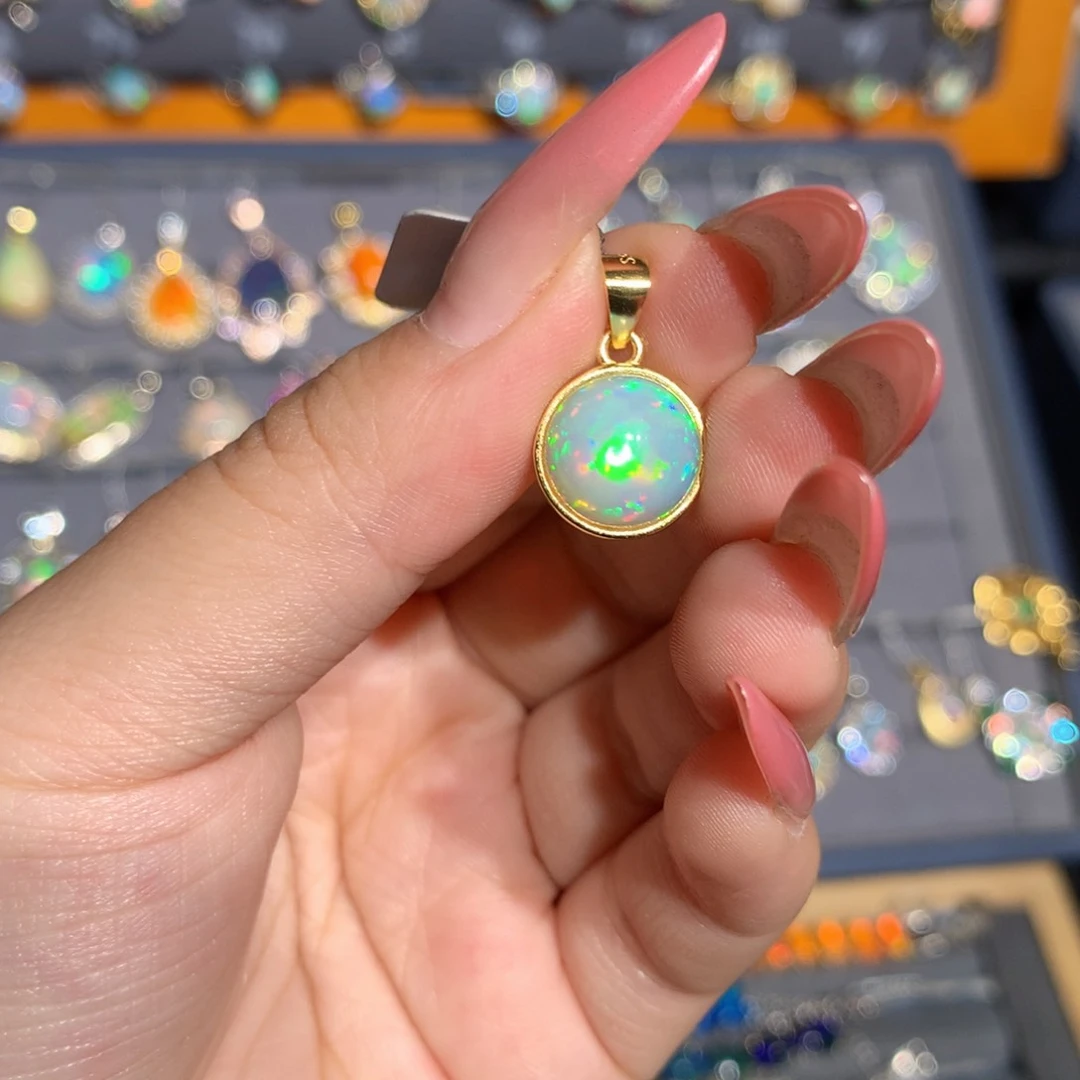 银S925镶嵌欧泊欧泊吊坠l