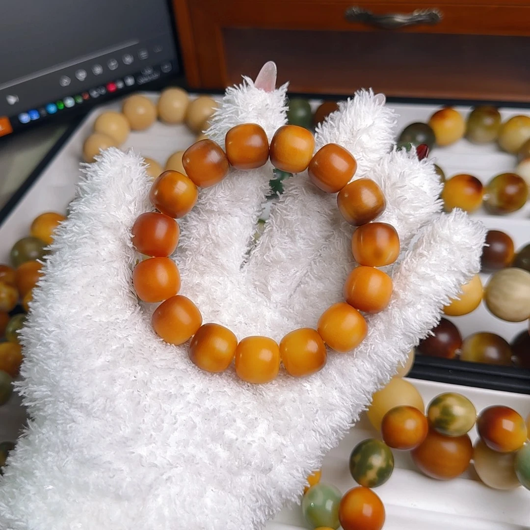 菩提根/象牙果手串清*.卡16干磨桶珠微微瑕