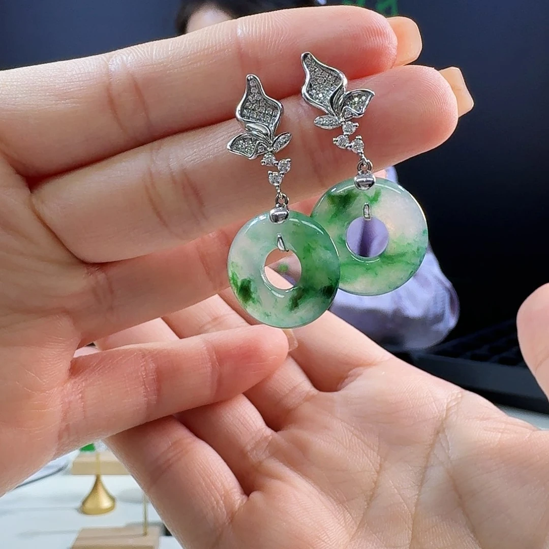 翡翠耳饰18K金镶嵌18k镶嵌