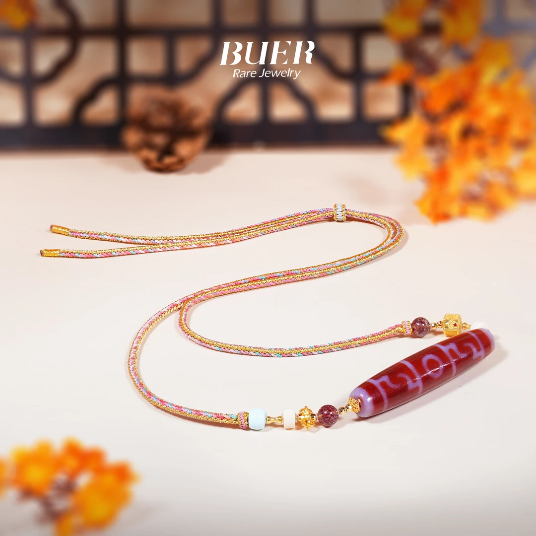 【不二】红肉莲师三眼珠珠18k金DIY项链（多样性发）