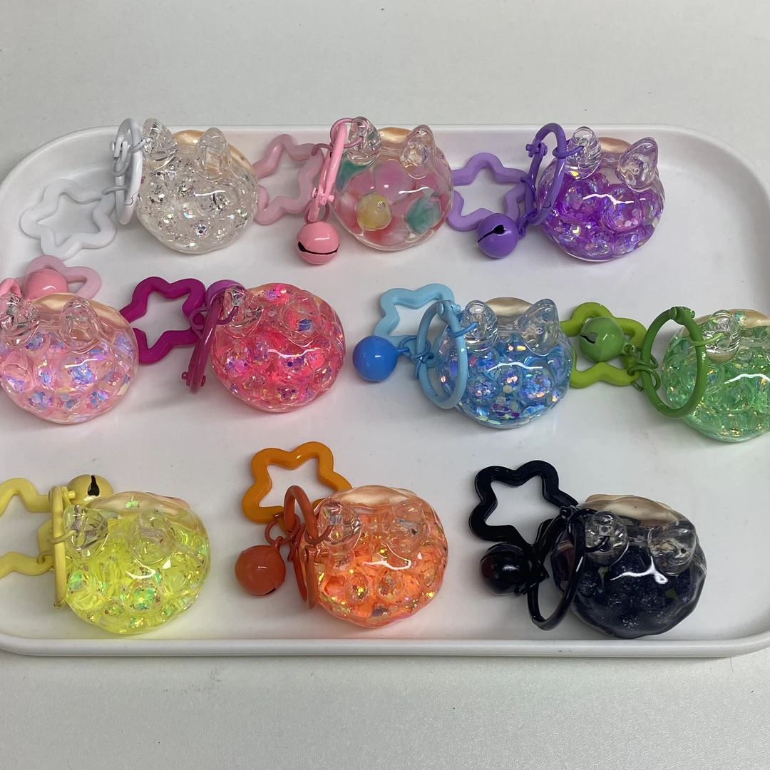 【直播现拆】爆珠流沙摆件 亚克力可爱公仔摆件车载摆件钥匙圈挂件