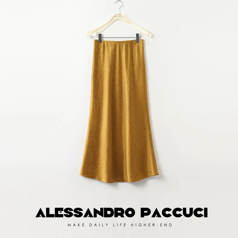 AP洛哥42011QB【落日鎏金】国风重磅龟纹锻香云纱斜裁鱼尾半裙