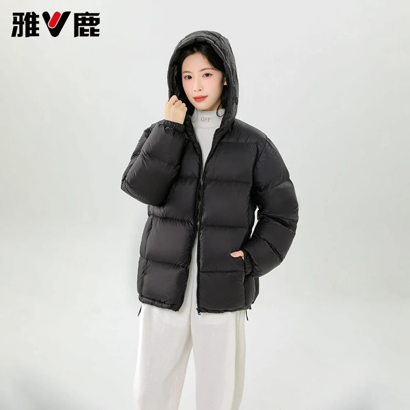 雅鹿羽绒服时尚短款休闲保暖连帽加厚户外面包服外套YD507Z01190