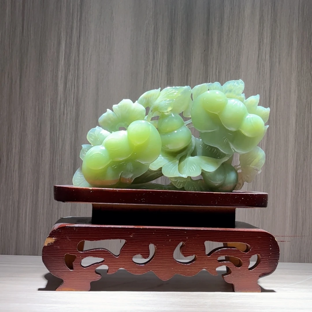 蛇纹石玉（覆膜）未镶嵌珠宝奇石代代如意摆件