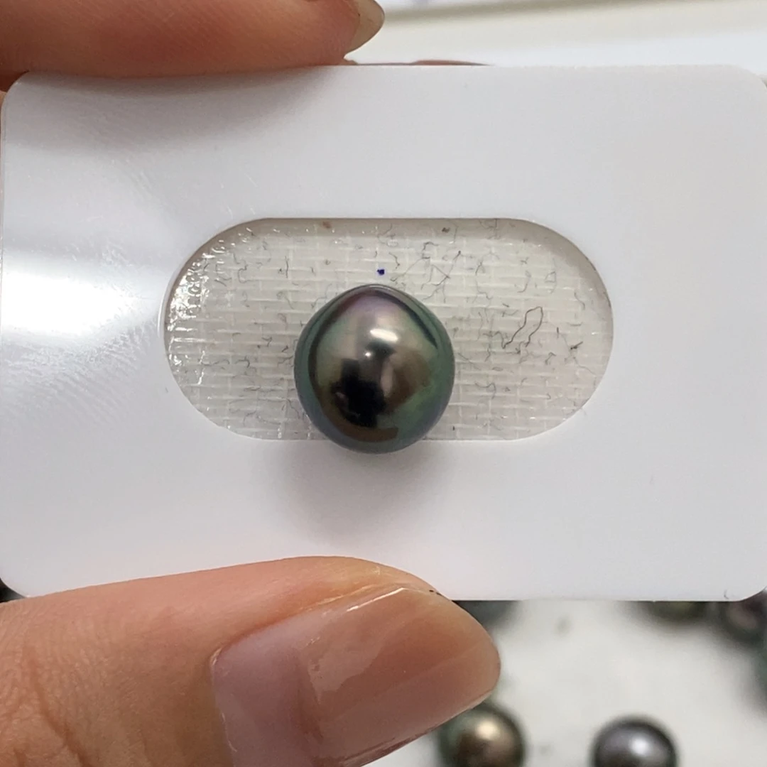 裸珠海水珍珠大溪地孔雀绿微瑕9.8m极光