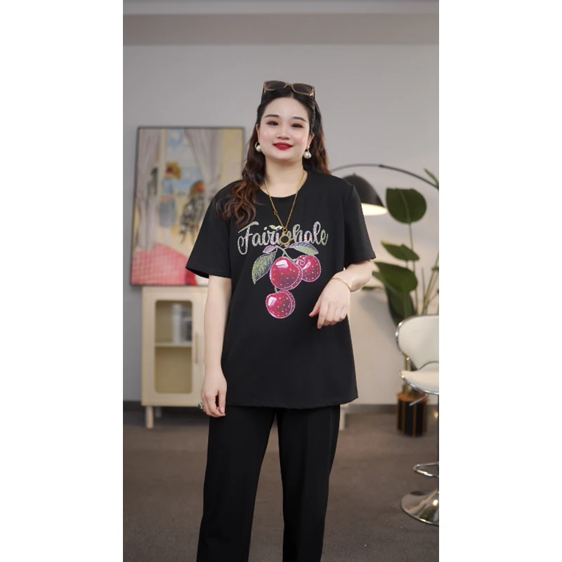 歌帛语大码女装T恤2025新款时尚显瘦遮肉百搭简约宽松短袖上衣