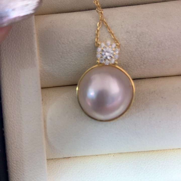 银S925镶嵌颈饰拼合珍珠（马贝珠）