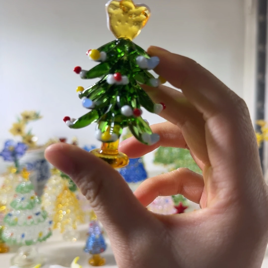 琉璃手工艺品实心带雪景