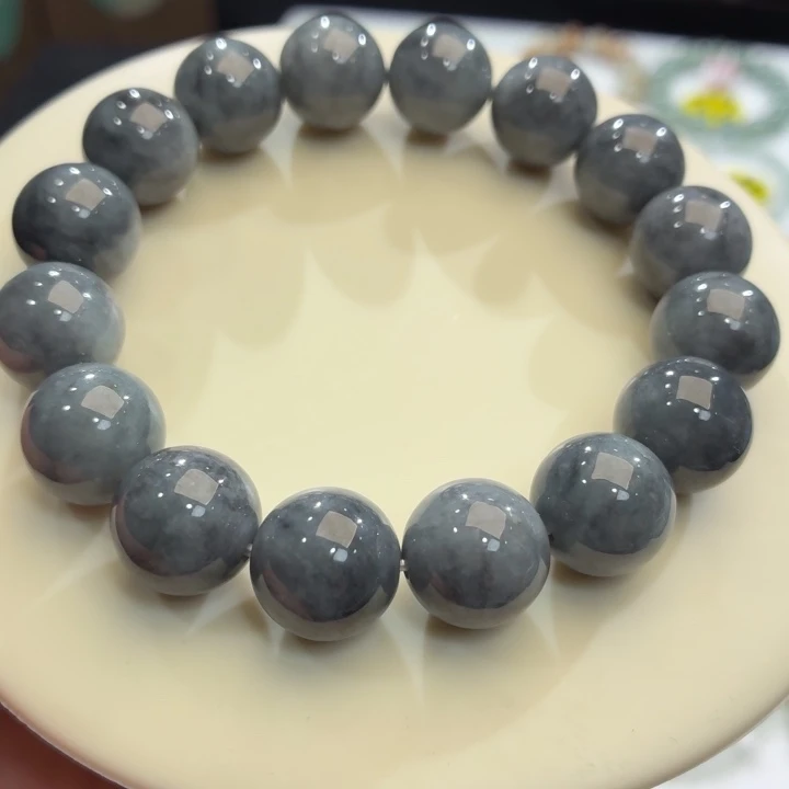 翡翠未镶嵌手链冰胶水墨画卡13.6