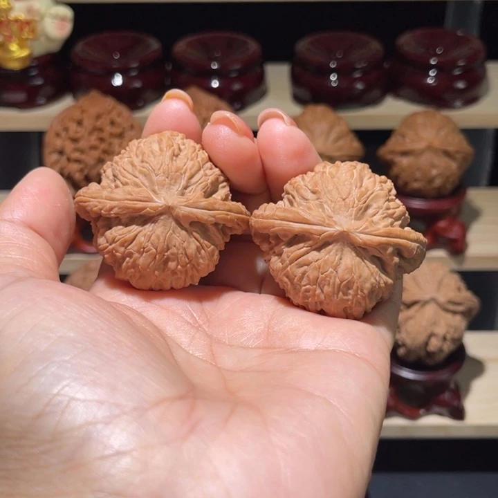 花***树文玩核桃把件42白狮子