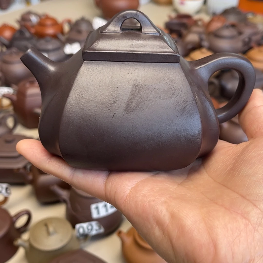 紫砂茶壶微瑕抽角石瓢350毫升
