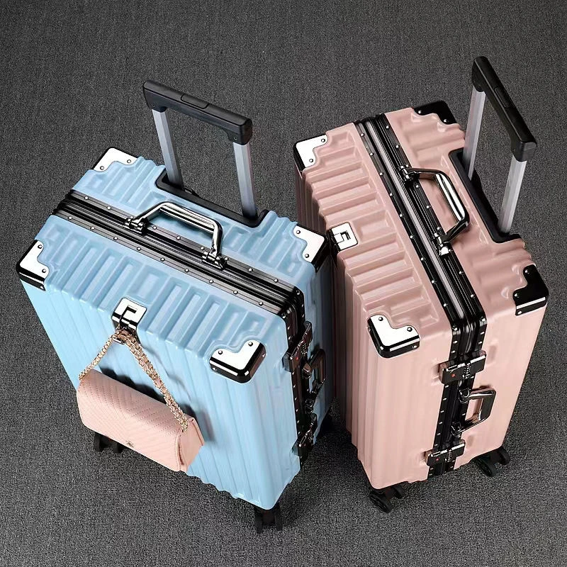 PC静音女万向轮旅行箱陪嫁行李箱密码箱拉杆箱大容量铝框25年新款