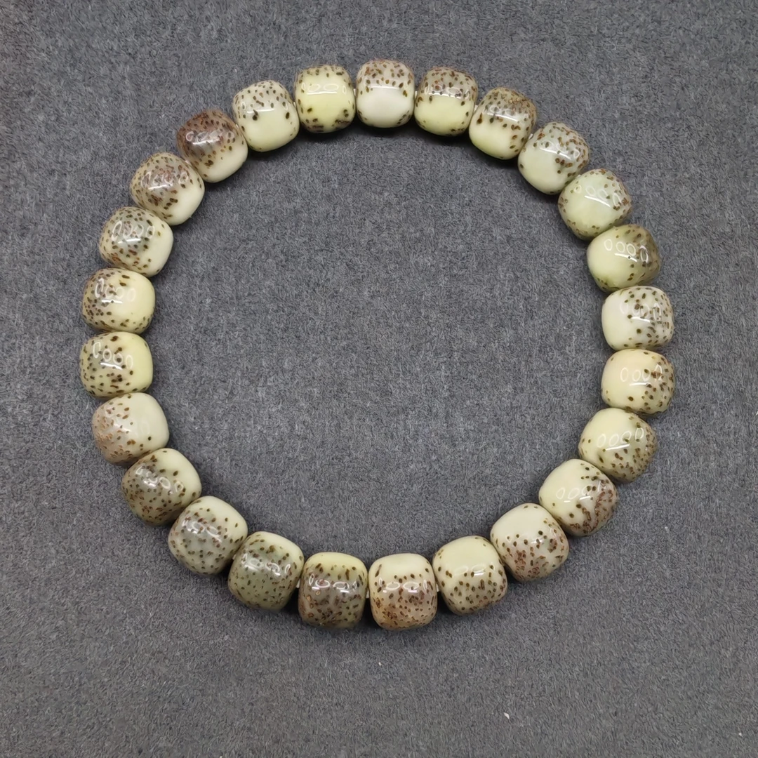 海南原生态星月菩提单圈手串河豚绿背尺寸9 MM