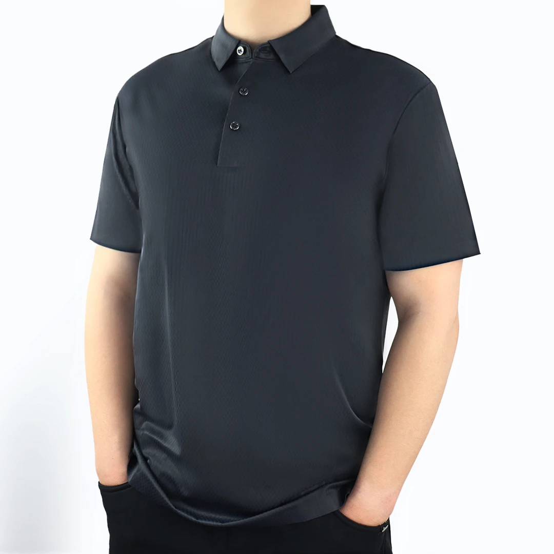 【22022】男士短袖T恤POLO衫夏季翻领半袖冰丝纯色休闲T恤
