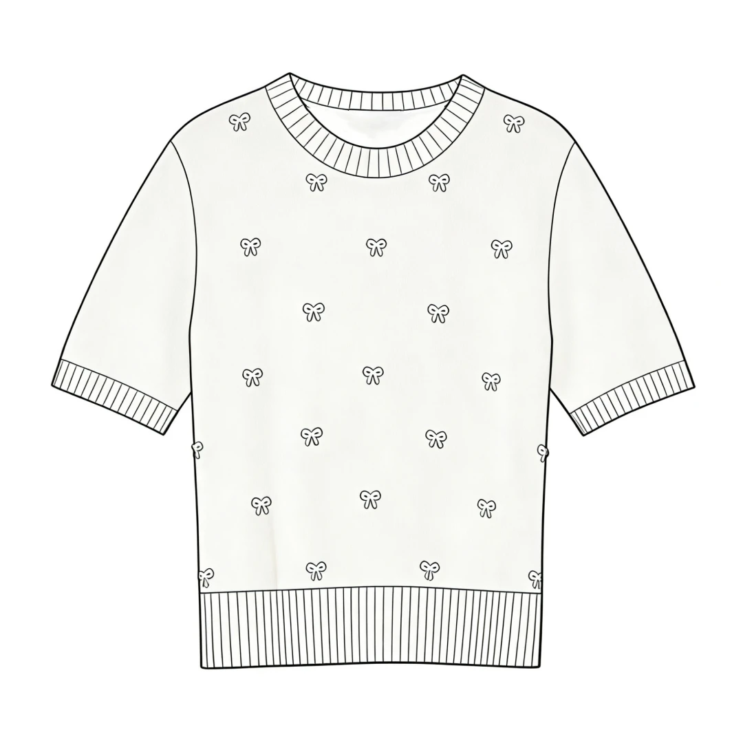 【Montendre】秋冬新款 J 蝴蝶结针织衫短袖圆领厚款时尚气质毛衣