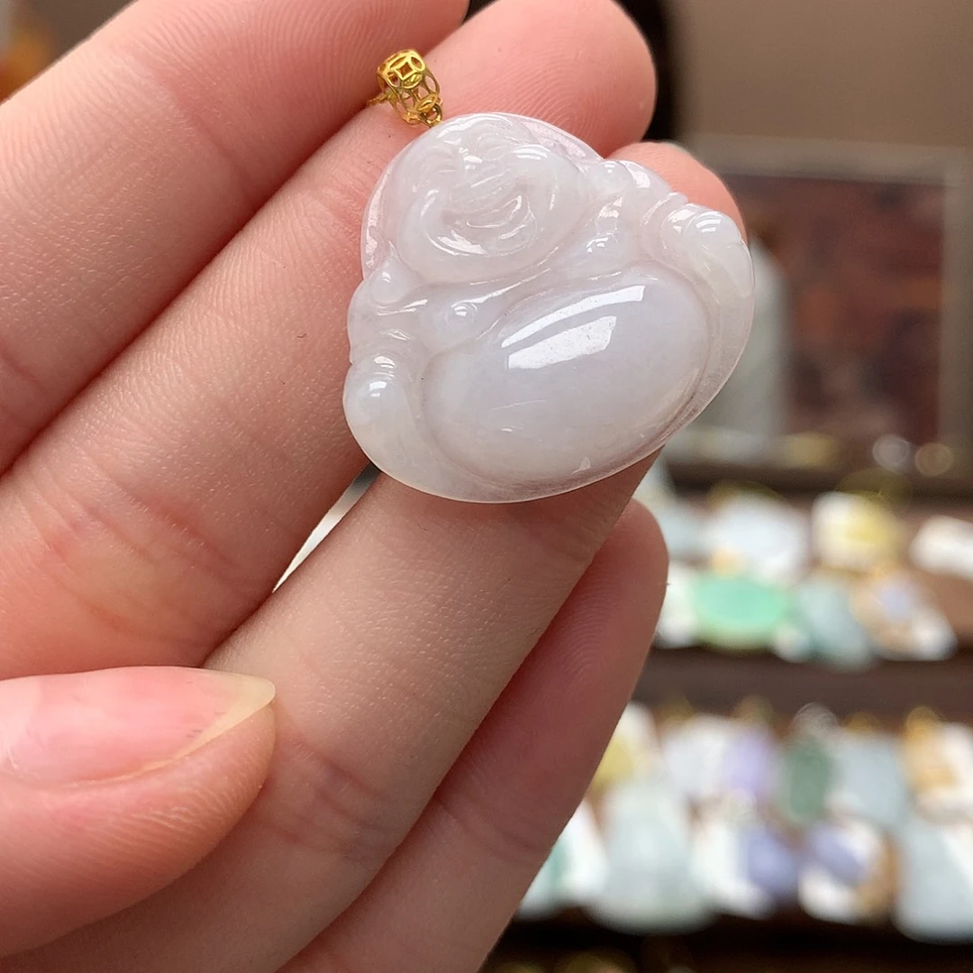 翡翠吊坠(不含链)18K金镶嵌