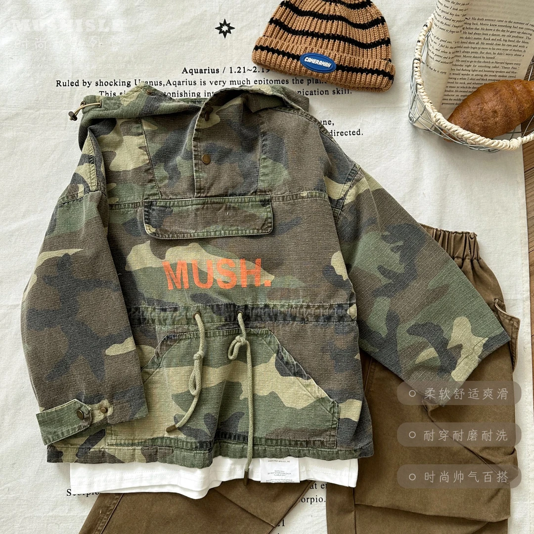 【萌娃穿搭】阿又秋季童装儿童男童中大童迷彩套头外套99066Q