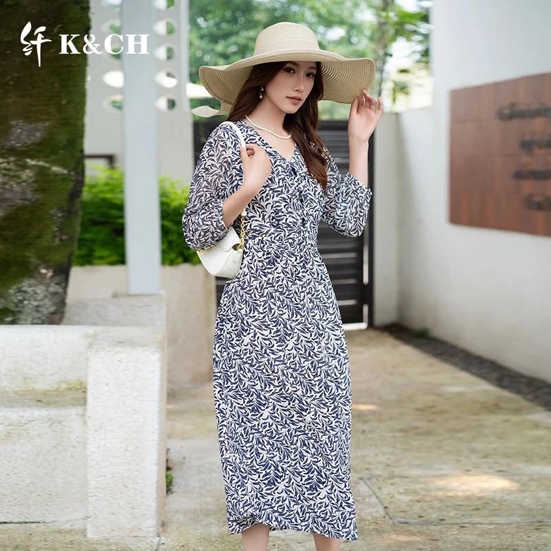 K&CH/纤碎花连衣裙气质温柔舒适夏季云南丽江漫步长裙8562S825A1