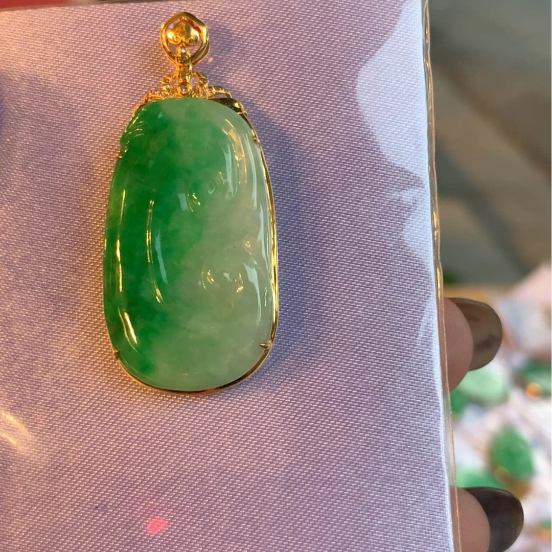 【闪购商品】翡翠颈饰18K金镶嵌优*～如意