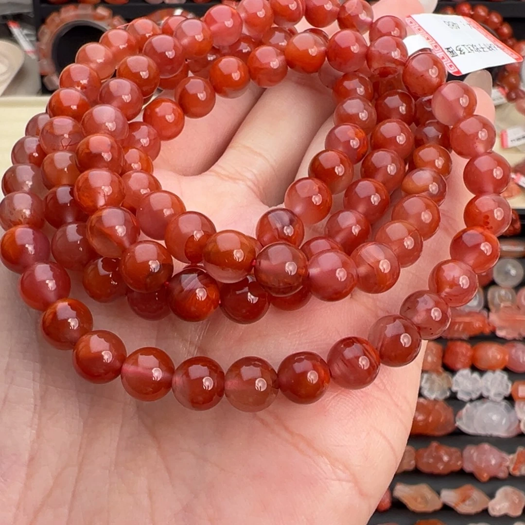 南红玛瑙未镶嵌颈饰火焰多圈卡6*