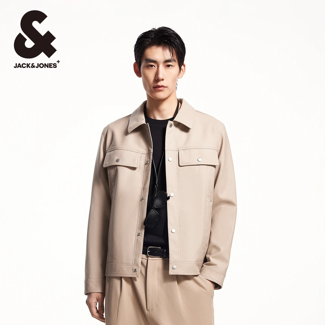 杰克琼斯新派简约春季机车皮衣休闲男款纯色多样式组合PU夹克外套