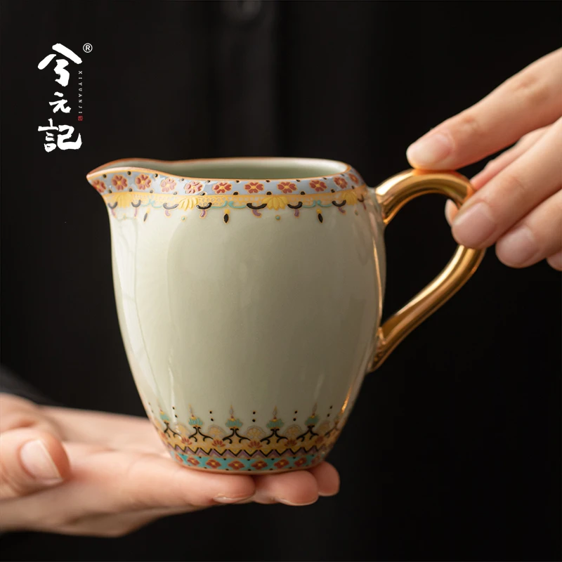 兮元记敦煌文创公道杯陶瓷公杯高档描金茶海分茶器功夫茶具配件