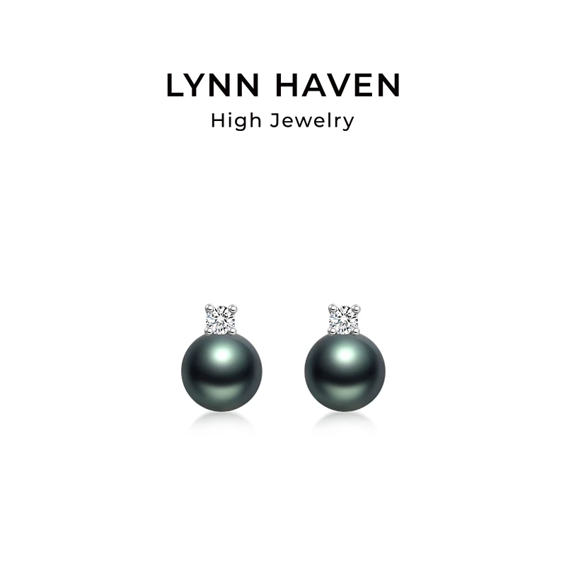 LYNNHAVEN麟玟 EARTH戴妃【惊蛰】大溪地黑珍珠耳钉18K金戴妃耳饰